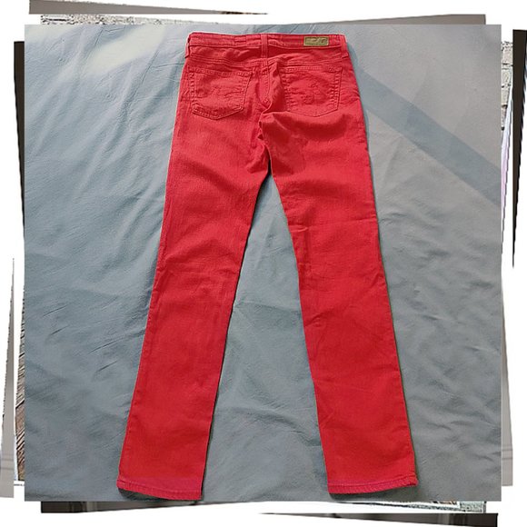 Red Slim Straight Leg Stevie Ankle Jeans (26) by Ag Adriano Goldschmied - Picture 7 of 7